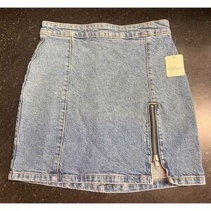 NWT Free People Midnight Magic Denim Jean Miniskirt Sz 2 In Marble Blue MSRP $68